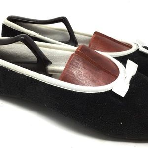 Dearfoams Women Sz 8 Black VelourFoam Ballet Flats